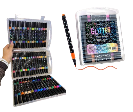 SET DE MARCADORES GLITTER 48 PIEZAS DOBL